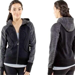Lululemon Athletica Black and Gray Scuba Hoodie size 6